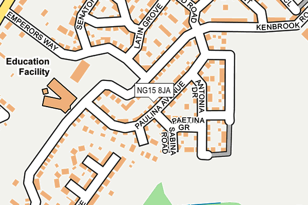 NG15 8JA map - OS OpenMap – Local (Ordnance Survey)