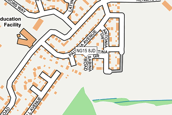 NG15 8JD map - OS OpenMap – Local (Ordnance Survey)