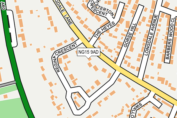 NG15 9AD map - OS OpenMap – Local (Ordnance Survey)