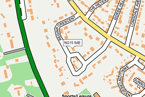 NG15 9AE map - OS OpenMap – Local (Ordnance Survey)