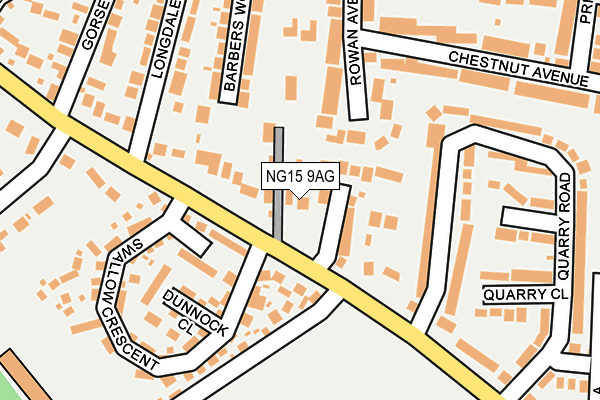 NG15 9AG map - OS OpenMap – Local (Ordnance Survey)
