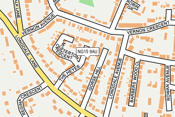 NG15 9AU map - OS OpenMap – Local (Ordnance Survey)