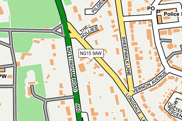 NG15 9AW map - OS OpenMap – Local (Ordnance Survey)