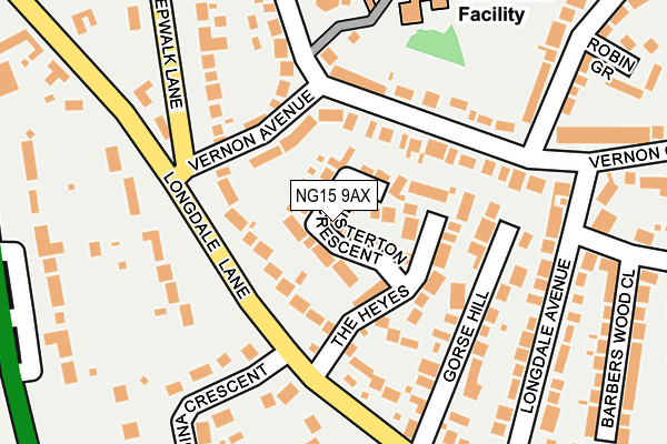 NG15 9AX map - OS OpenMap – Local (Ordnance Survey)