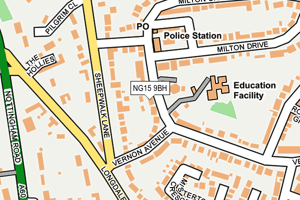 NG15 9BH map - OS OpenMap – Local (Ordnance Survey)