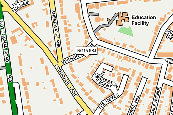NG15 9BJ map - OS OpenMap – Local (Ordnance Survey)