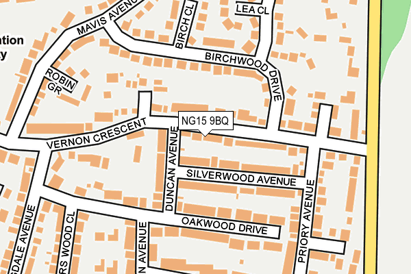 NG15 9BQ map - OS OpenMap – Local (Ordnance Survey)