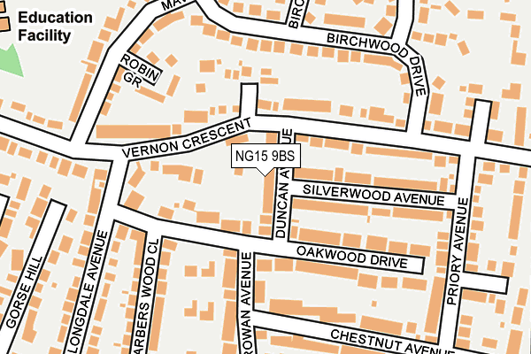 NG15 9BS map - OS OpenMap – Local (Ordnance Survey)