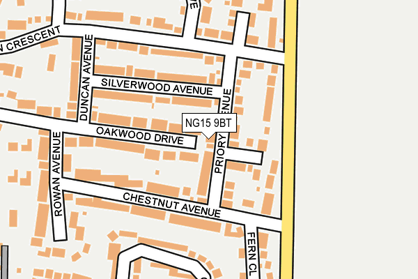 NG15 9BT map - OS OpenMap – Local (Ordnance Survey)