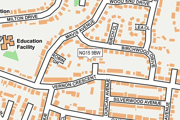NG15 9BW map - OS OpenMap – Local (Ordnance Survey)