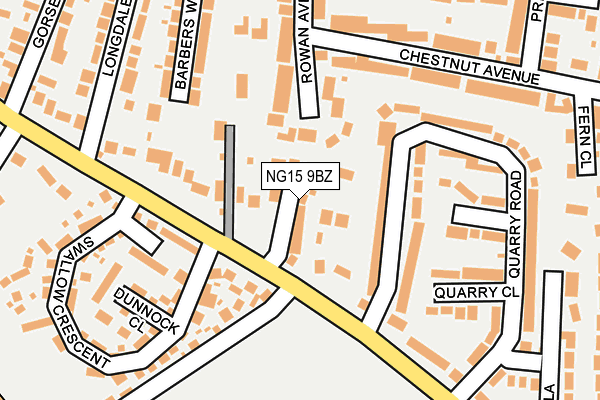 NG15 9BZ map - OS OpenMap – Local (Ordnance Survey)