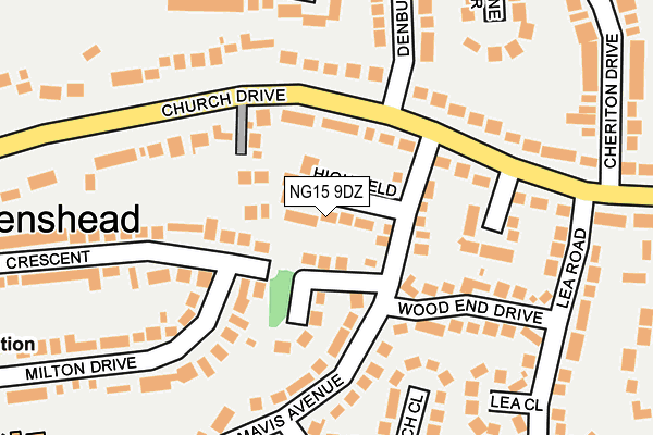 NG15 9DZ map - OS OpenMap – Local (Ordnance Survey)