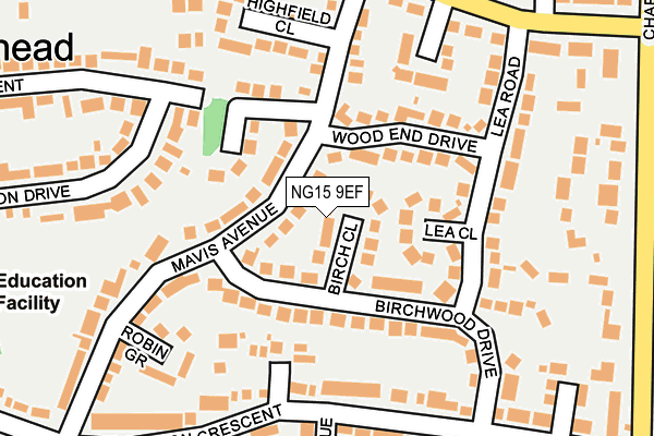 NG15 9EF map - OS OpenMap – Local (Ordnance Survey)