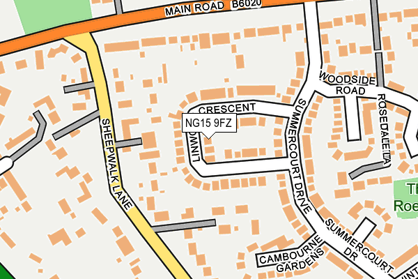 NG15 9FZ map - OS OpenMap – Local (Ordnance Survey)