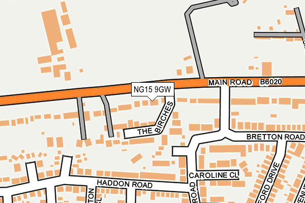 NG15 9GW map - OS OpenMap – Local (Ordnance Survey)