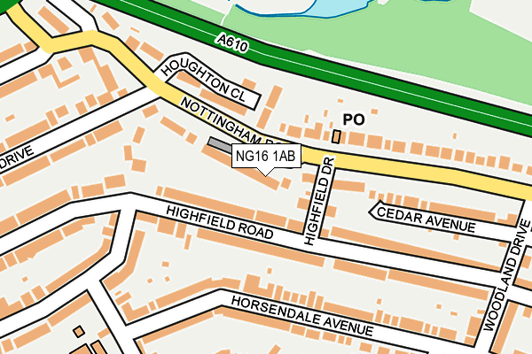 NG16 1AB map - OS OpenMap – Local (Ordnance Survey)