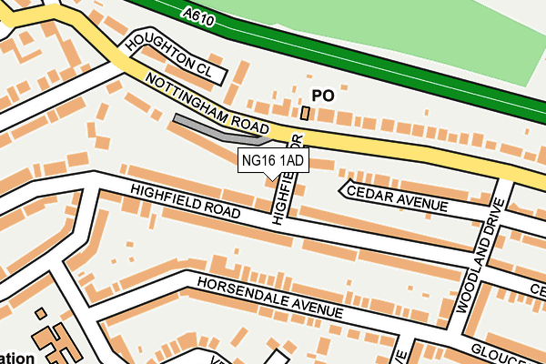 NG16 1AD map - OS OpenMap – Local (Ordnance Survey)