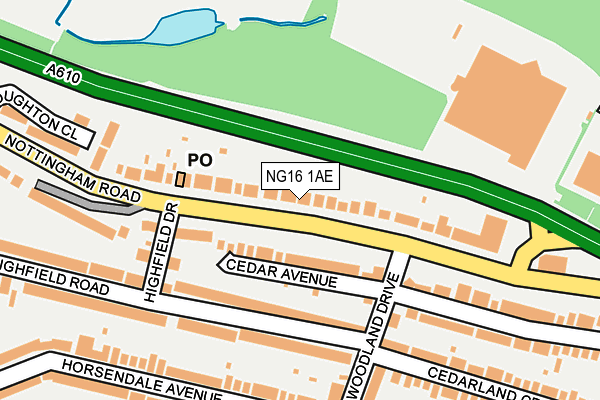 NG16 1AE map - OS OpenMap – Local (Ordnance Survey)