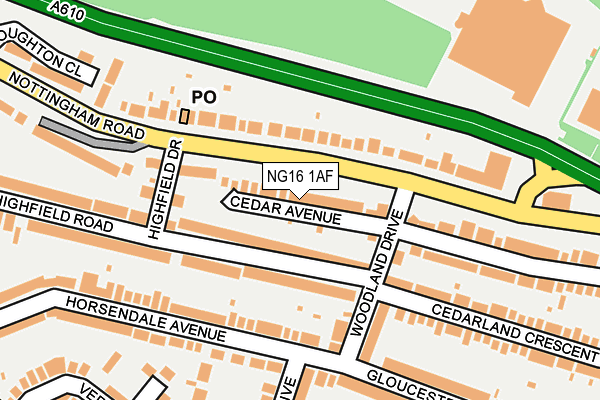 NG16 1AF map - OS OpenMap – Local (Ordnance Survey)