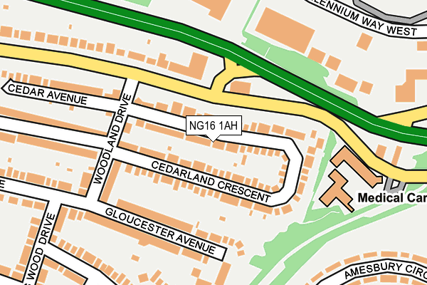 NG16 1AH map - OS OpenMap – Local (Ordnance Survey)