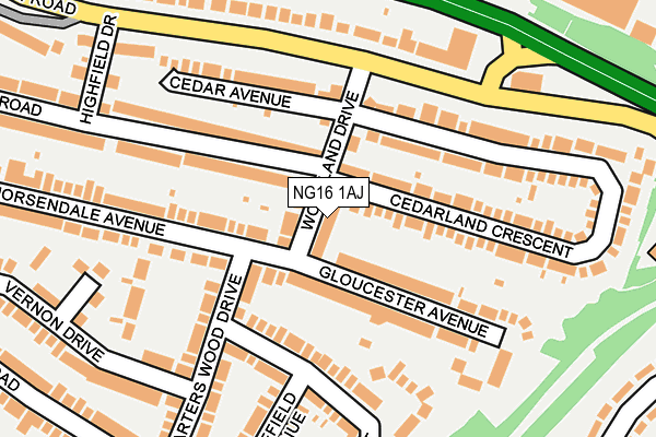 NG16 1AJ map - OS OpenMap – Local (Ordnance Survey)