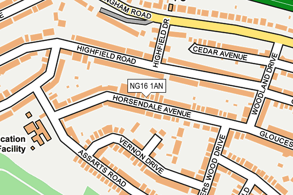 NG16 1AN map - OS OpenMap – Local (Ordnance Survey)