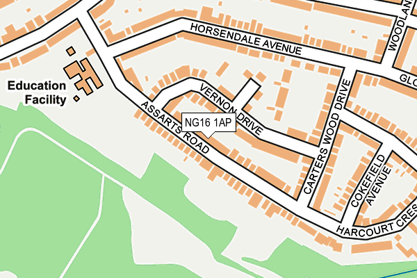 NG16 1AP map - OS OpenMap – Local (Ordnance Survey)