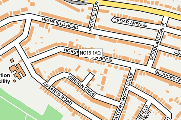 NG16 1AQ map - OS OpenMap – Local (Ordnance Survey)