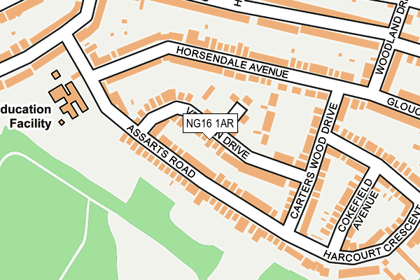 NG16 1AR map - OS OpenMap – Local (Ordnance Survey)