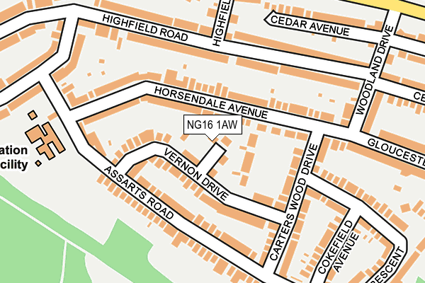NG16 1AW map - OS OpenMap – Local (Ordnance Survey)