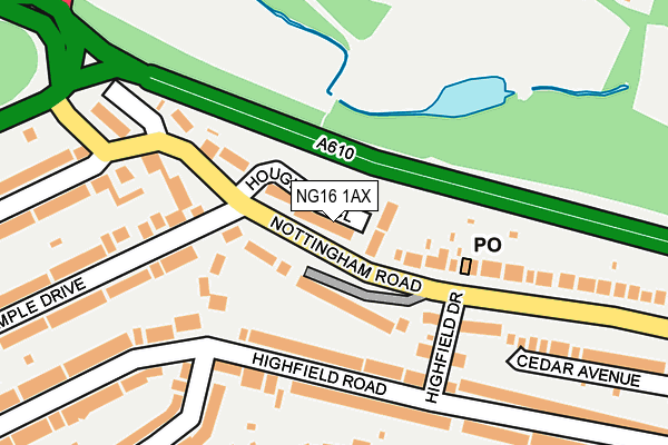NG16 1AX map - OS OpenMap – Local (Ordnance Survey)