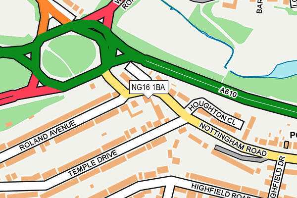 NG16 1BA map - OS OpenMap – Local (Ordnance Survey)