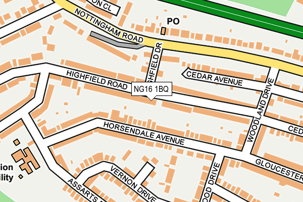 NG16 1BQ map - OS OpenMap – Local (Ordnance Survey)