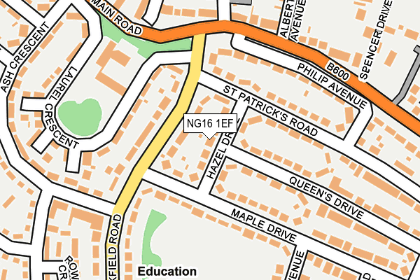 NG16 1EF map - OS OpenMap – Local (Ordnance Survey)