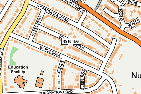 NG16 1EG map - OS OpenMap – Local (Ordnance Survey)