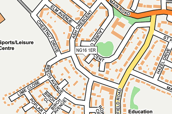 NG16 1ER map - OS OpenMap – Local (Ordnance Survey)