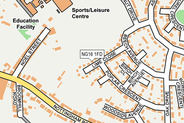 NG16 1FD map - OS OpenMap – Local (Ordnance Survey)