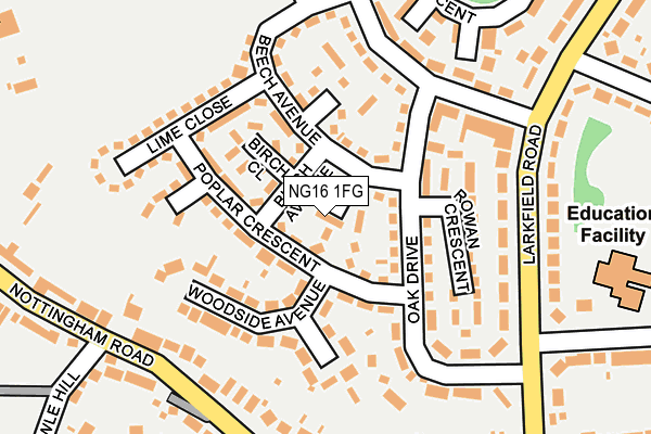 NG16 1FG map - OS OpenMap – Local (Ordnance Survey)