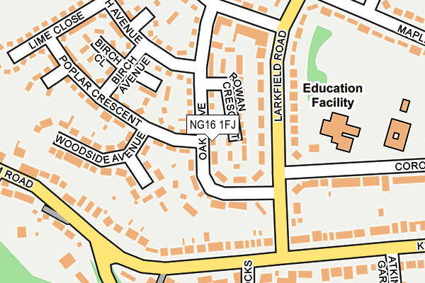 NG16 1FJ map - OS OpenMap – Local (Ordnance Survey)
