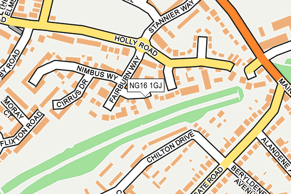 NG16 1GJ map - OS OpenMap – Local (Ordnance Survey)