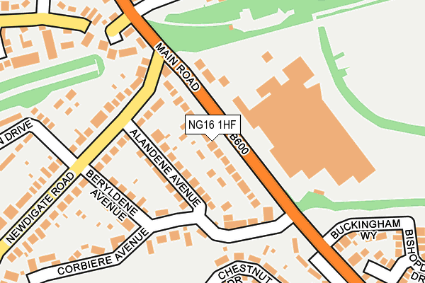 NG16 1HF map - OS OpenMap – Local (Ordnance Survey)