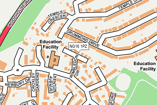 NG16 1PZ map - OS OpenMap – Local (Ordnance Survey)