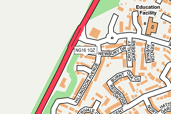 NG16 1QZ map - OS OpenMap – Local (Ordnance Survey)