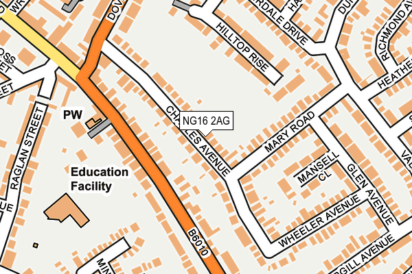 NG16 2AG map - OS OpenMap – Local (Ordnance Survey)