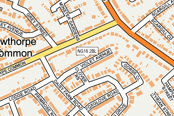 NG16 2BL map - OS OpenMap – Local (Ordnance Survey)