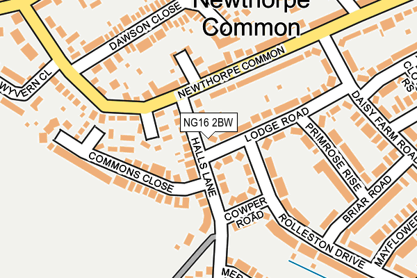 NG16 2BW map - OS OpenMap – Local (Ordnance Survey)