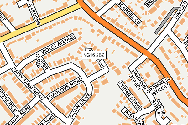 NG16 2BZ map - OS OpenMap – Local (Ordnance Survey)