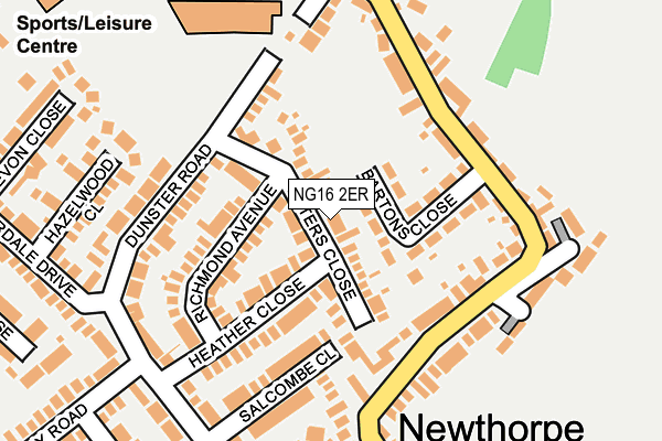 NG16 2ER map - OS OpenMap – Local (Ordnance Survey)