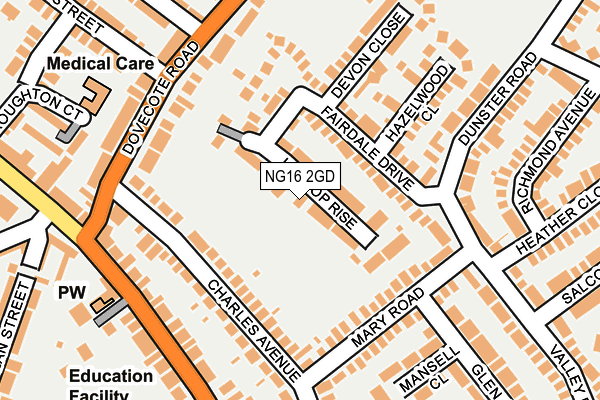 NG16 2GD map - OS OpenMap – Local (Ordnance Survey)