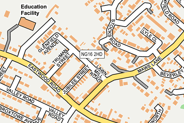 NG16 2HD map - OS OpenMap – Local (Ordnance Survey)